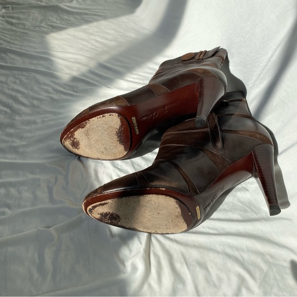 Cole Hann Nike Air Brown Leather & Suede Bootie Heels - Picture 9 of 10
